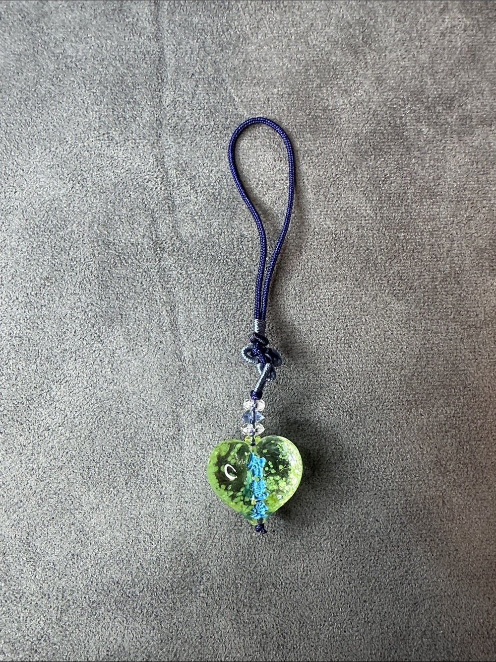 UV Reactive Art Glass Heart Charm / Pendant